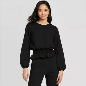 NWT Who What Wear Black Peplum Sweatshirt